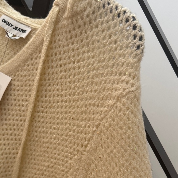 NWT DKNY Jeans Sequin Cream Hoodie - Size XL - Picture 5 of 8